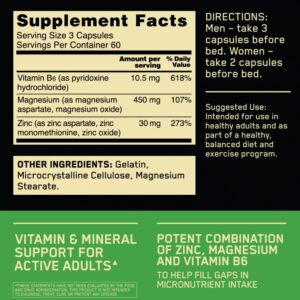 Optimum Nutrition ZMA Zinc & Magnesium Supplement