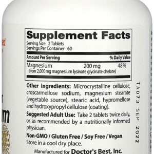 Doctor's Best High Absorption Magnesium 100% Chelated 100 mg 120 capsules