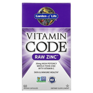 Garden of Life Vitamin Code RAW Zinc 60 Vegan Capsules Skin & Immune Health